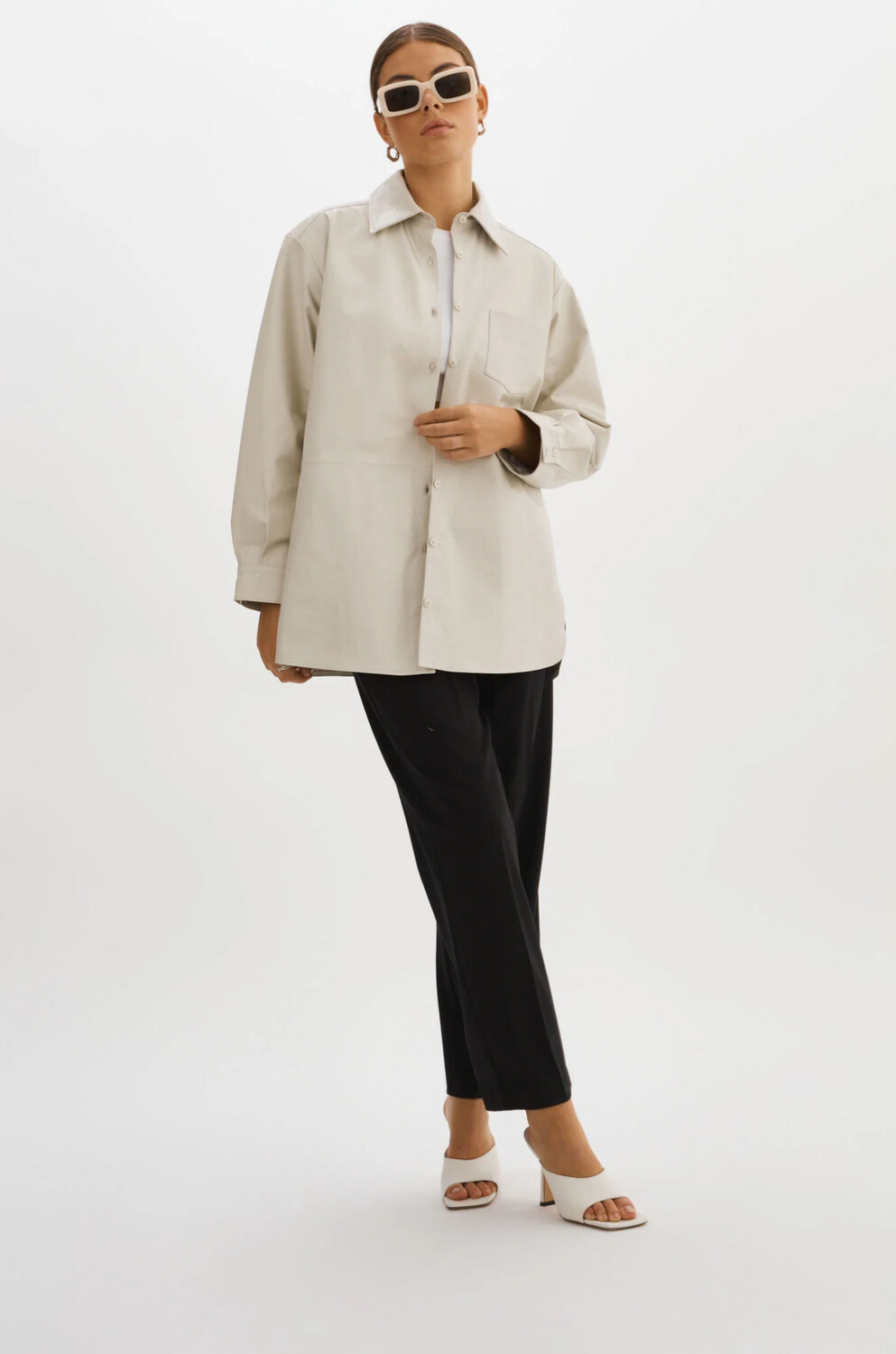 Lamarque Estelle Leather Oversized Shirt Jacket