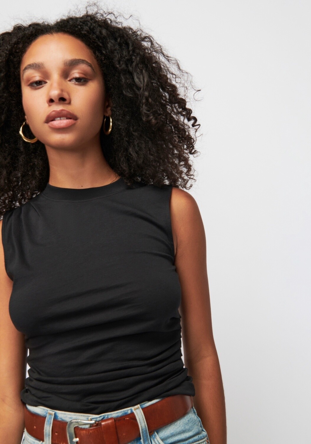 Nation Paz Draped Muscle Tee, Color: Black, Size: XS
