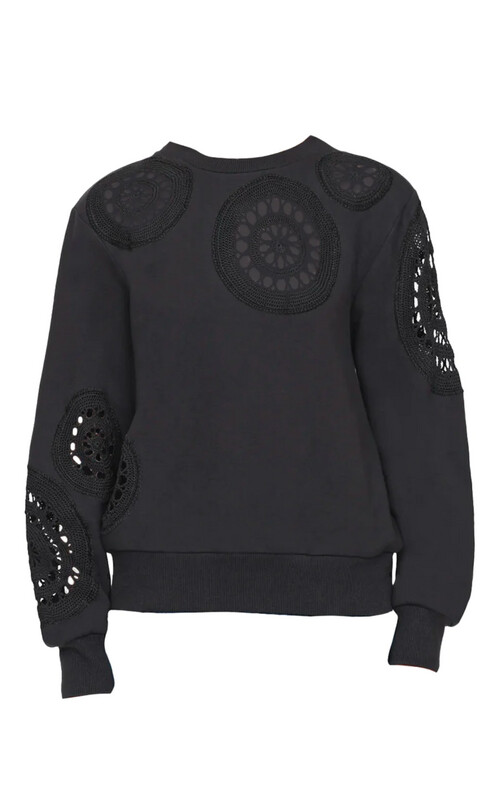Sea-NY Joy Crochet Sweatshirt in Charcoal