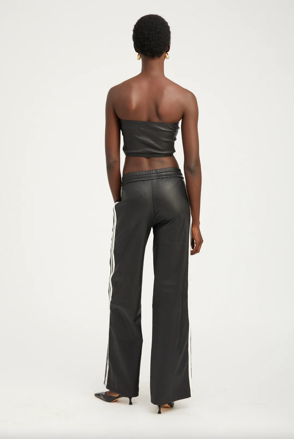 SPRWMN Baggy Athletic Leather Pant in Black