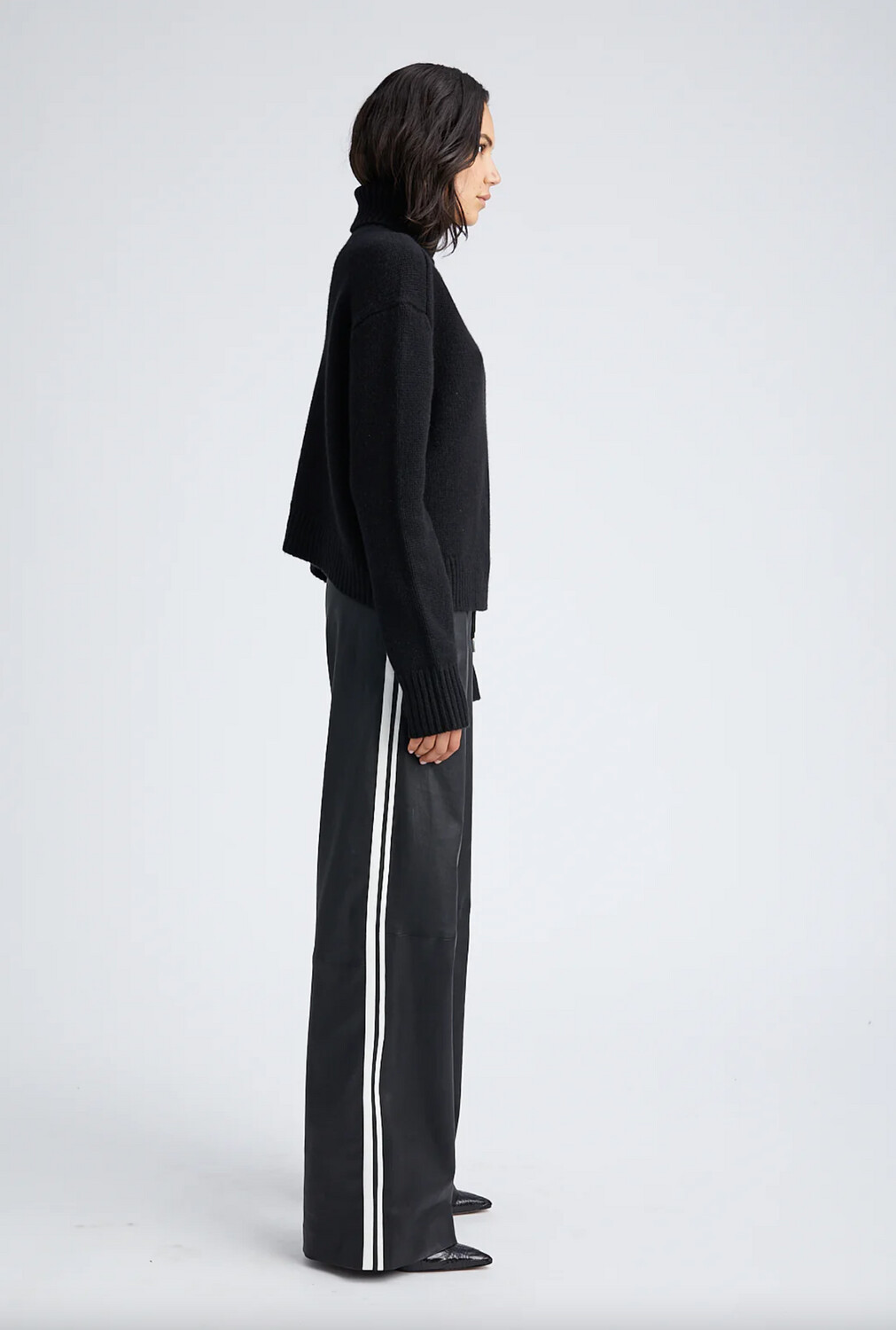 SPRWMN Baggy Athletic Leather Pant in Black