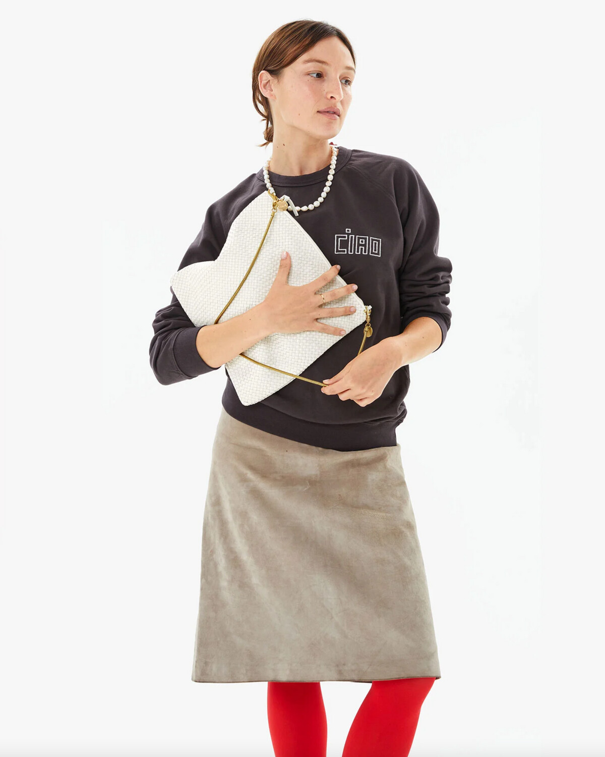 Clare V Brie Woven Foldover Clutch