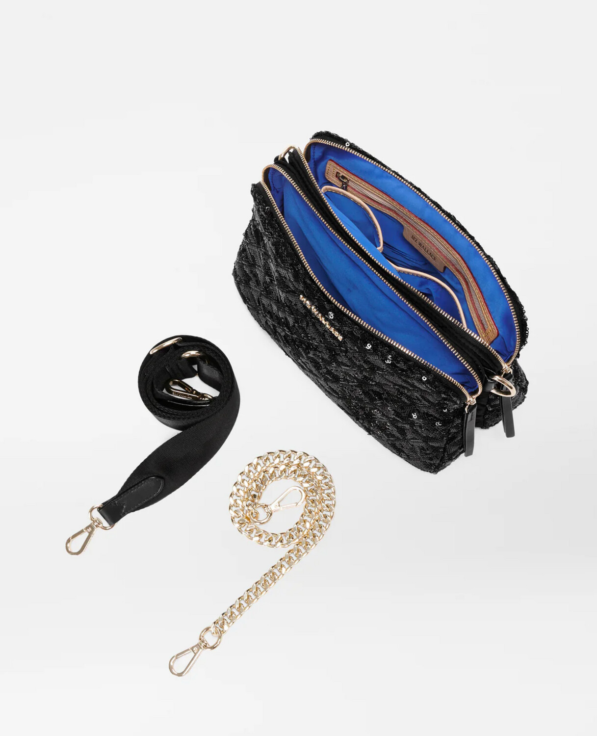 MZ Wallace Madison Crossbody in Black Sequin