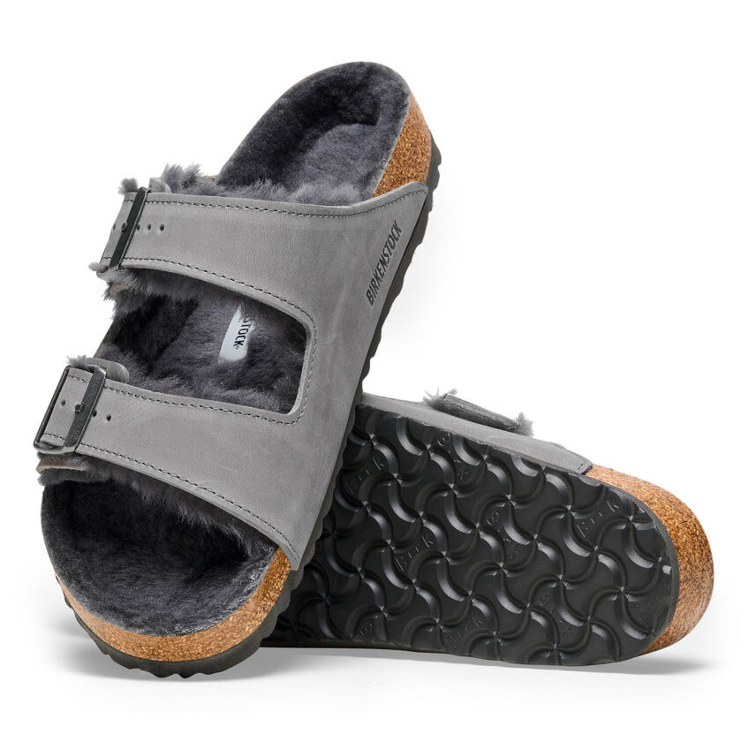 Birkenstock Arizona Shearling Lined in Iron Oiled