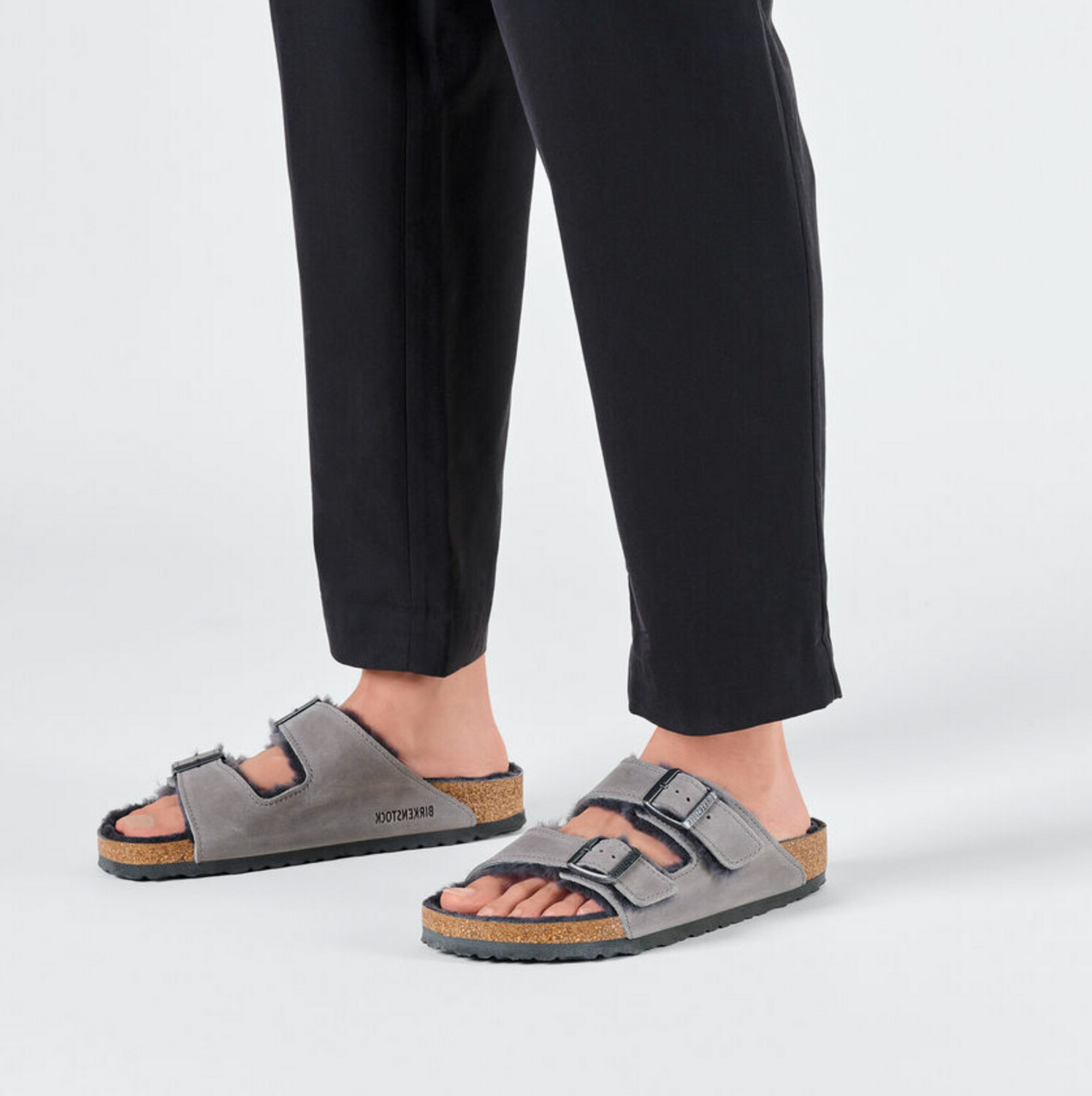 Birkenstock Arizona Shearling Lined in Iron Oiled
