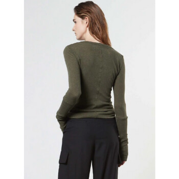 Enza Costa First Layered Cuff V Neck Sweater