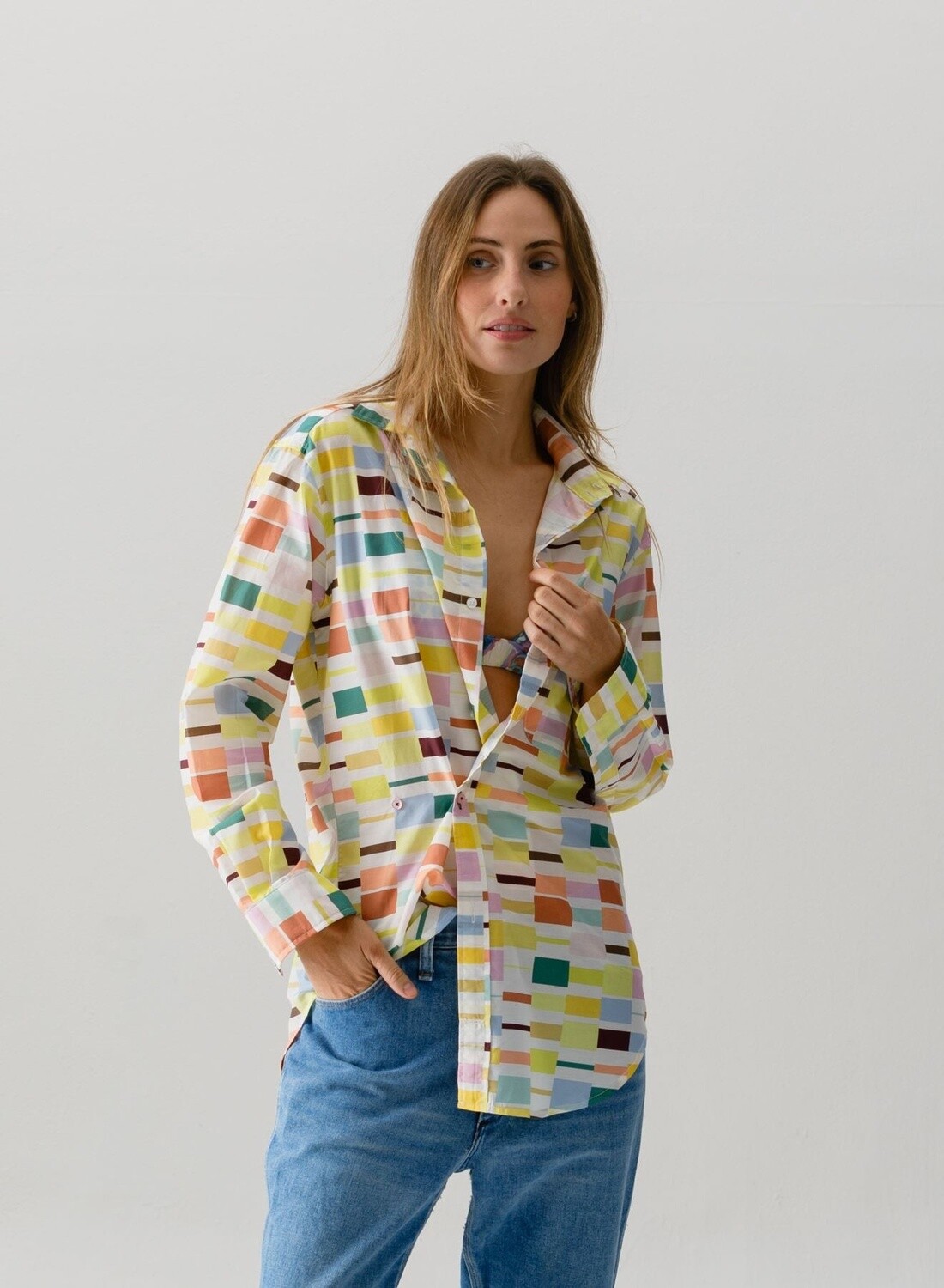 Wear Cissa Men's Shirt in Bars, Color: Bars, Size: XS/S