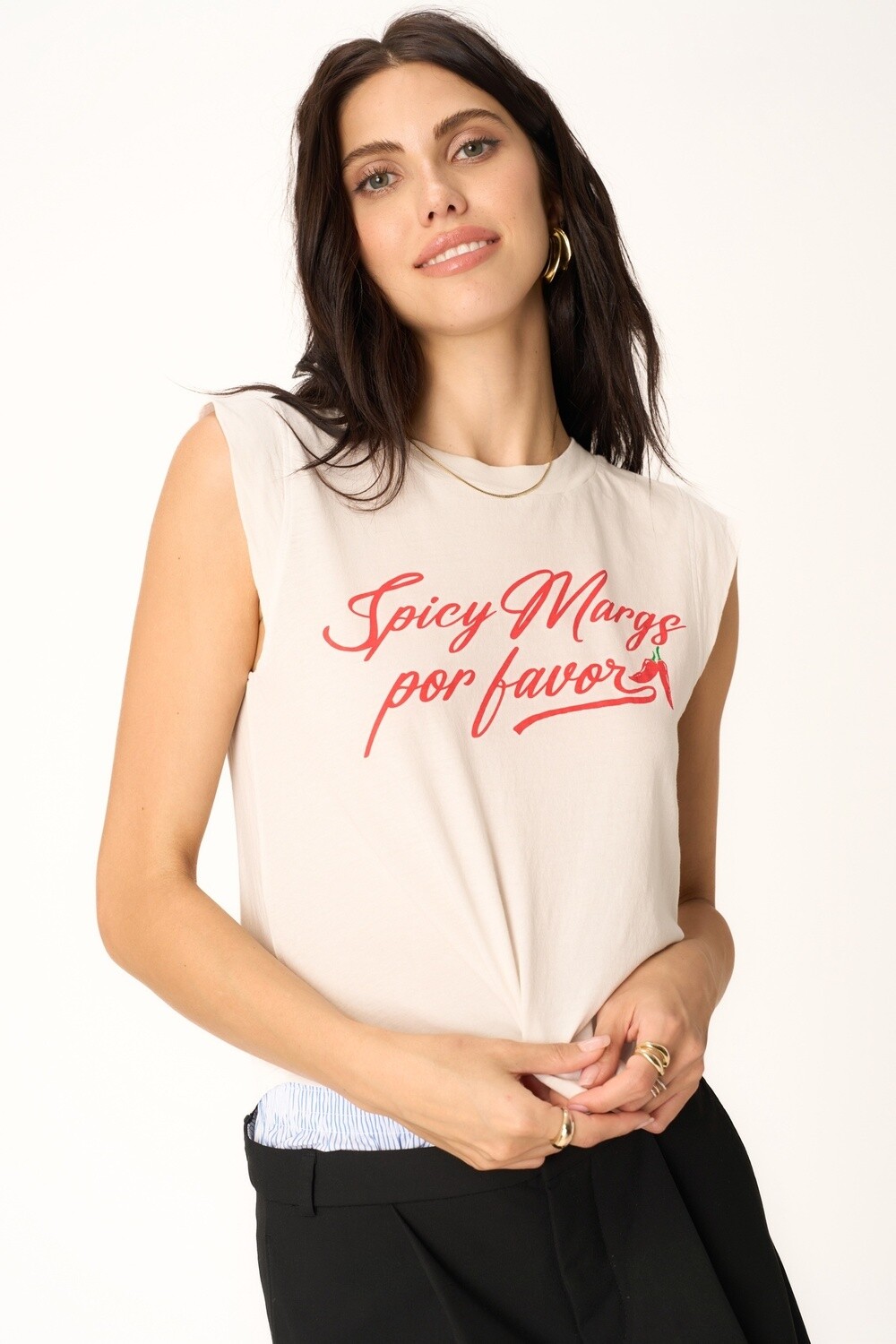 Project Social T Spicy Margs Muscle Tee, Color: Vintage White, Size: XS