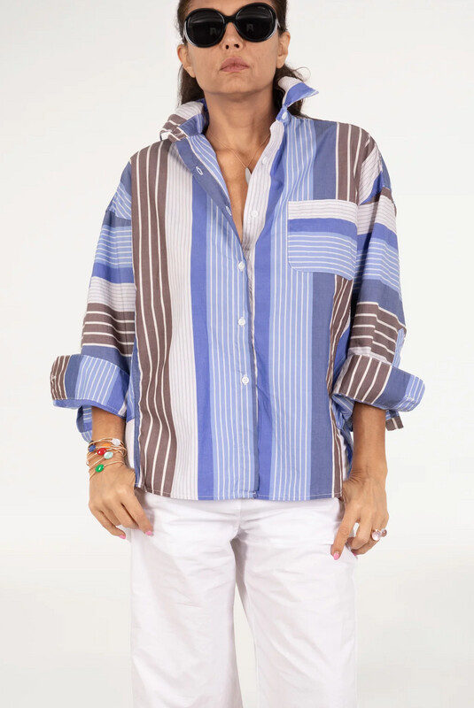 A Shirt Thing Sammy Amalfi Striped Shirt in Periwinkle