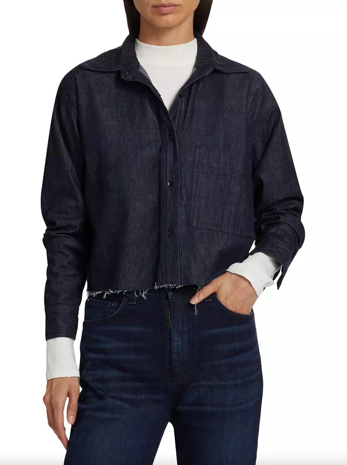 ASKK NY Cropped Denim Shirt in Rinse