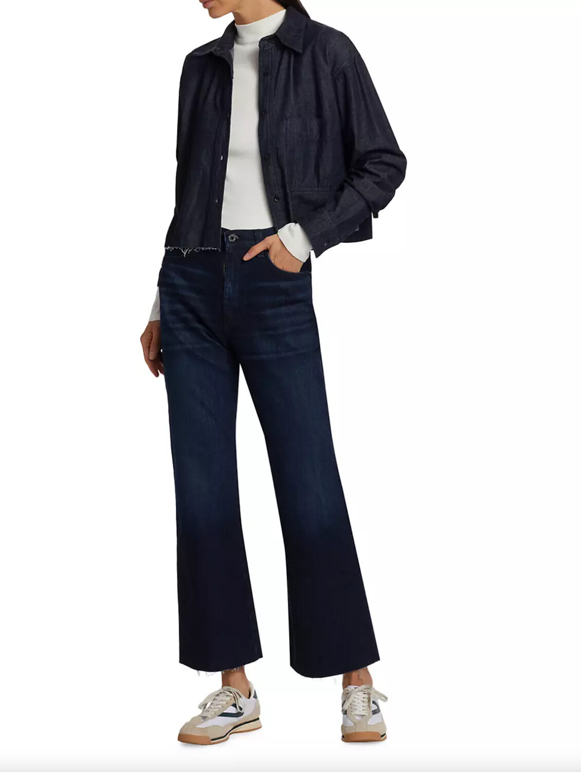 ASKK NY Cropped Denim Shirt in Rinse