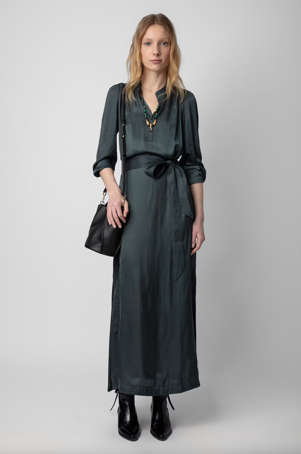 Zadig &amp; Voltaire Ritchil Satin Maxi Dress in Black