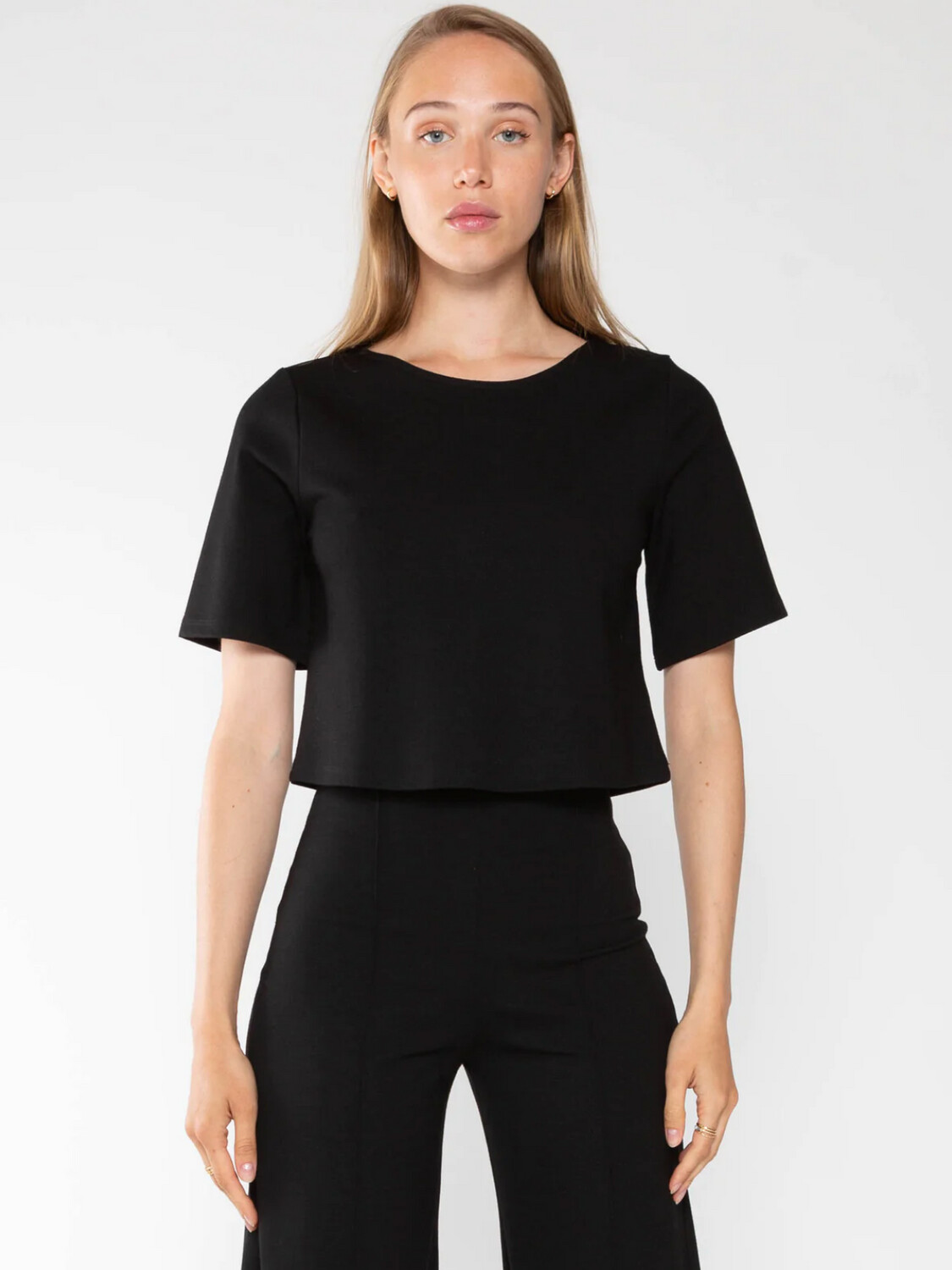 Ripley Radar Ponte Knit Short Sleeve Top, Colour: Black, Size: XS