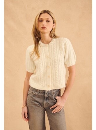 John &amp; Jenn Maxwell Short Sleeve Pearl Collar Button-up