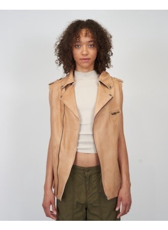 Jakett Angela Patina Leather Vest, Color: Au Lait, Size: XS