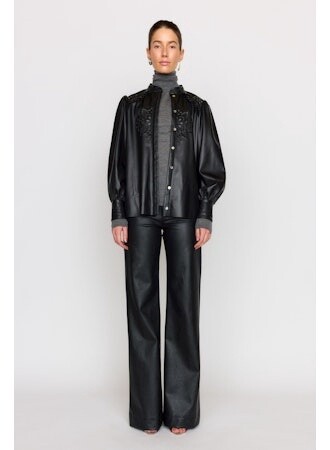 Christy Lynne Irina Vegan Leather Jacket in Black, Color: Black, Size: XS