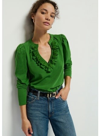 Nation Valita Top in Salon Green, Color: Salon Green, Size: XS