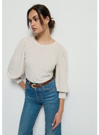 Nation Loren Top in Heather Oatmeal, Color: Heather Oatmeal, Size: XS