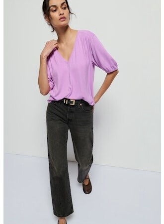 Nation Edie V-Neck Top, Color: Violet Tulle, Size: XS