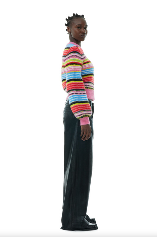 GANNI Wool Mulit Color Stripe O-Neck Sweater