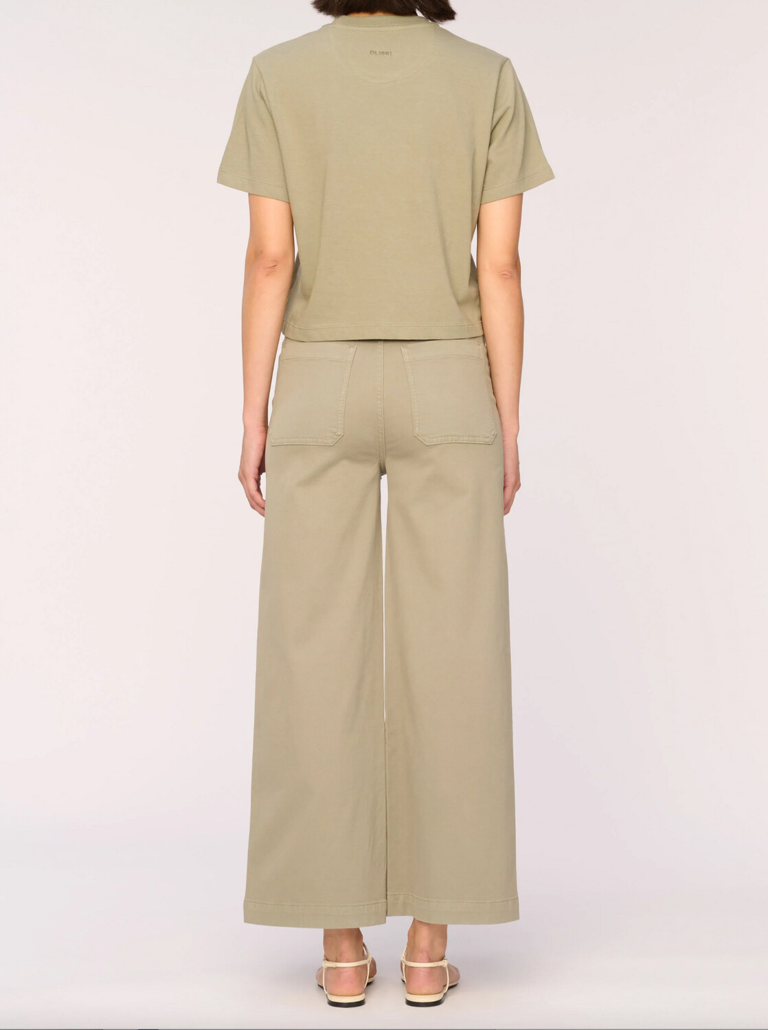 DL1961 Hepburn Wide Leg High Rise Jean in Alpine Green