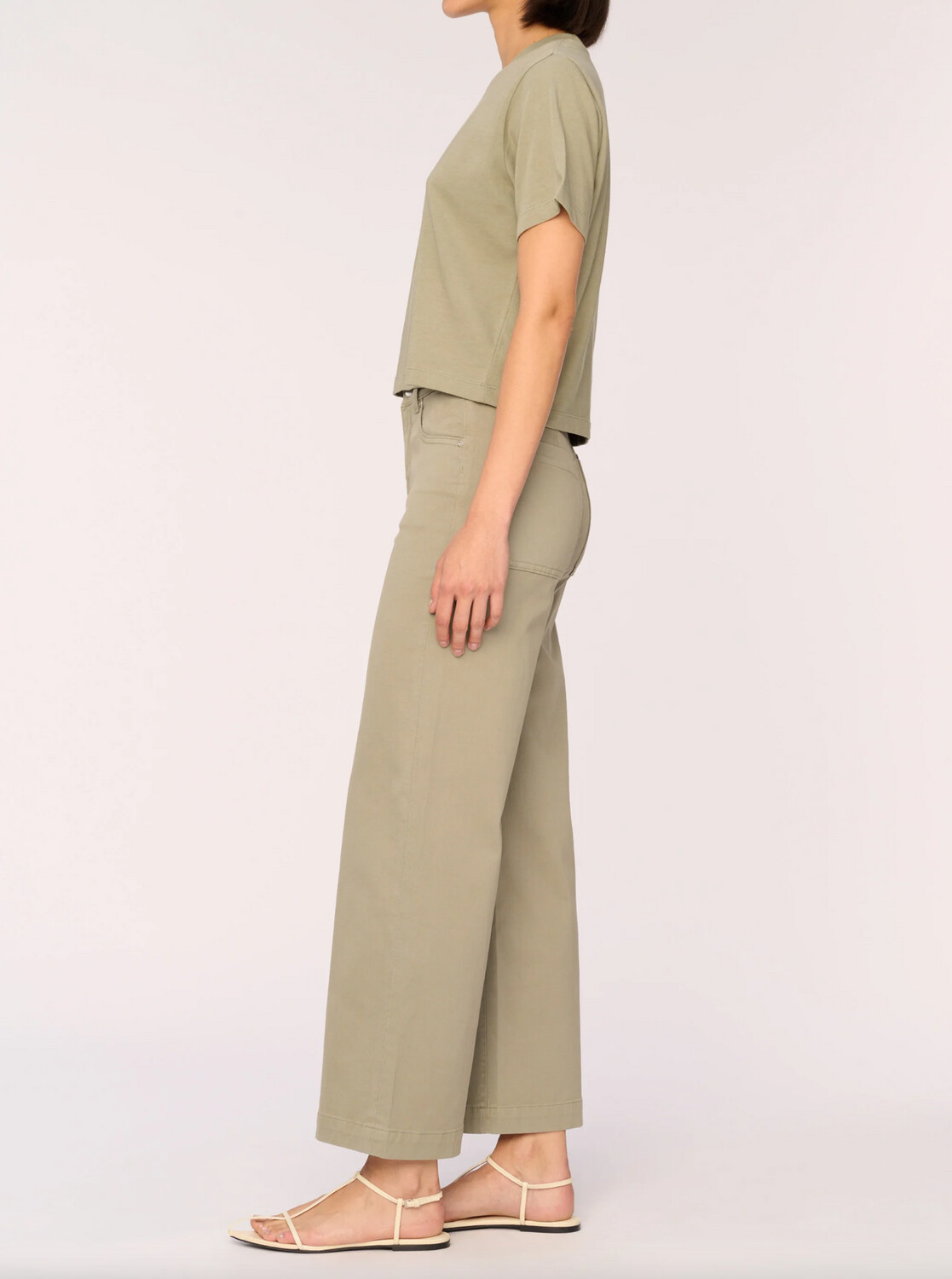 DL1961 Hepburn Wide Leg High Rise Jean in Alpine Green