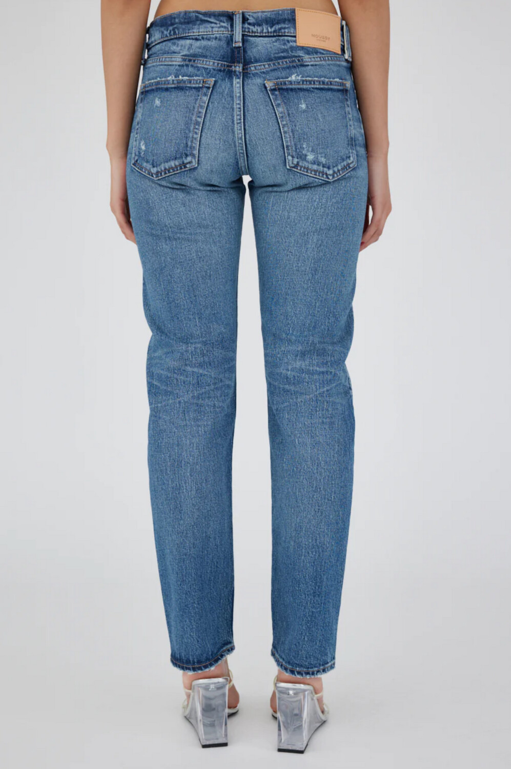 Moussy Mallard Slim Straight Jean in Dark Blue Wash