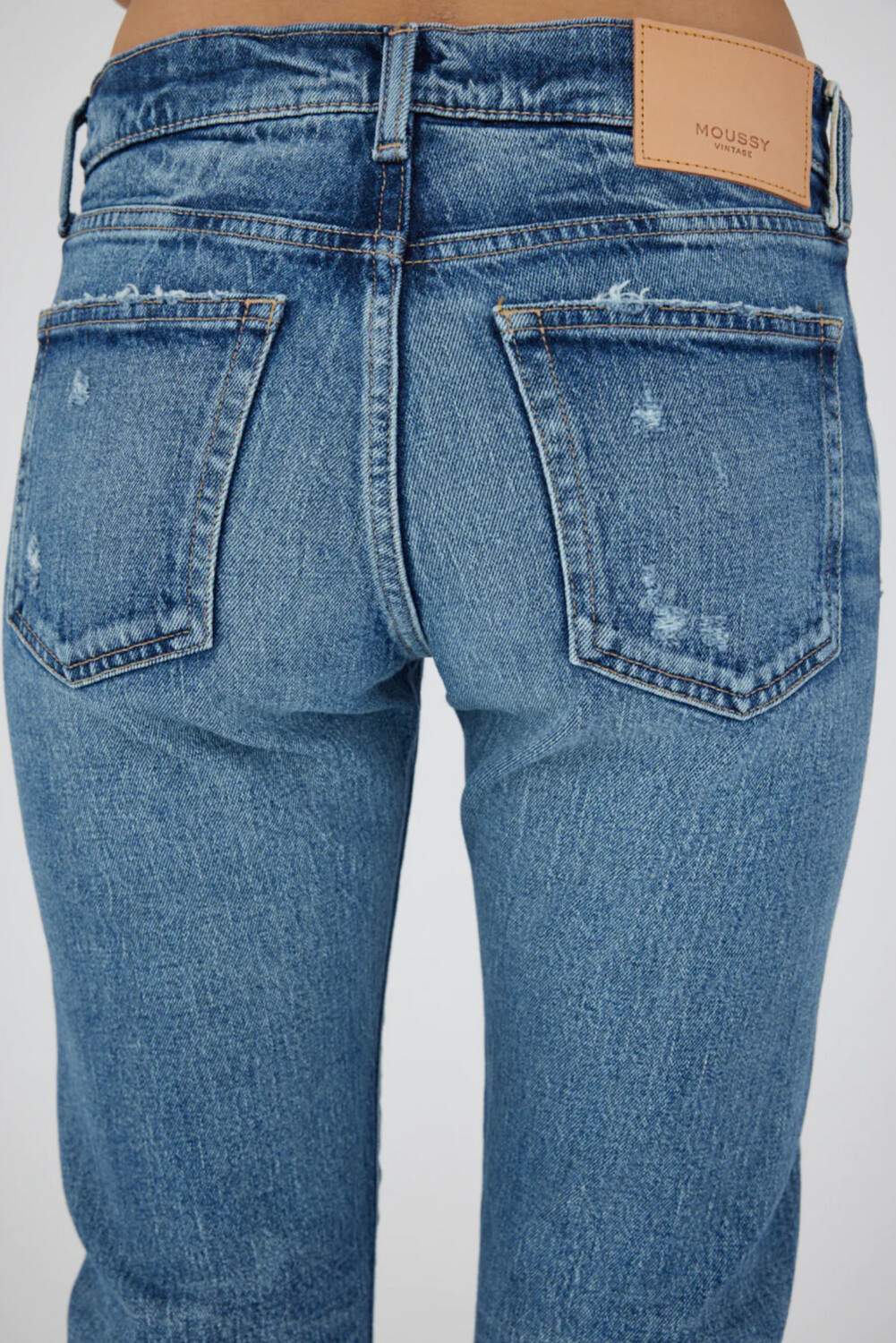 Moussy Mallard Slim Straight Jean in Dark Blue Wash