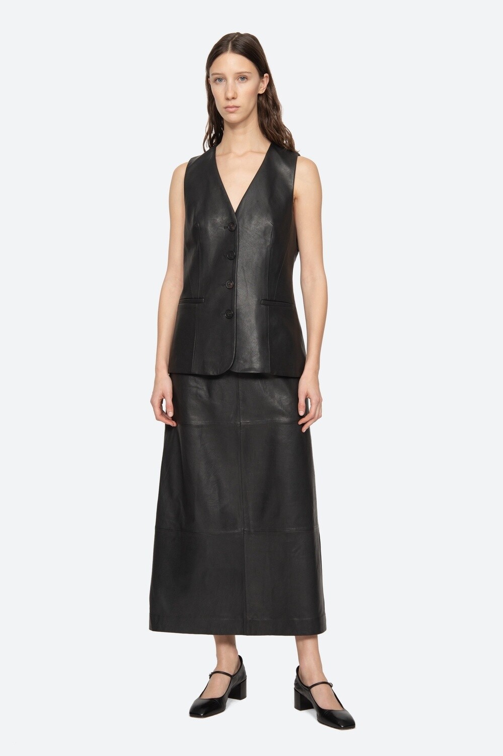 Sea-NY Lucie Leather Vest, Color: Black, Size: XS