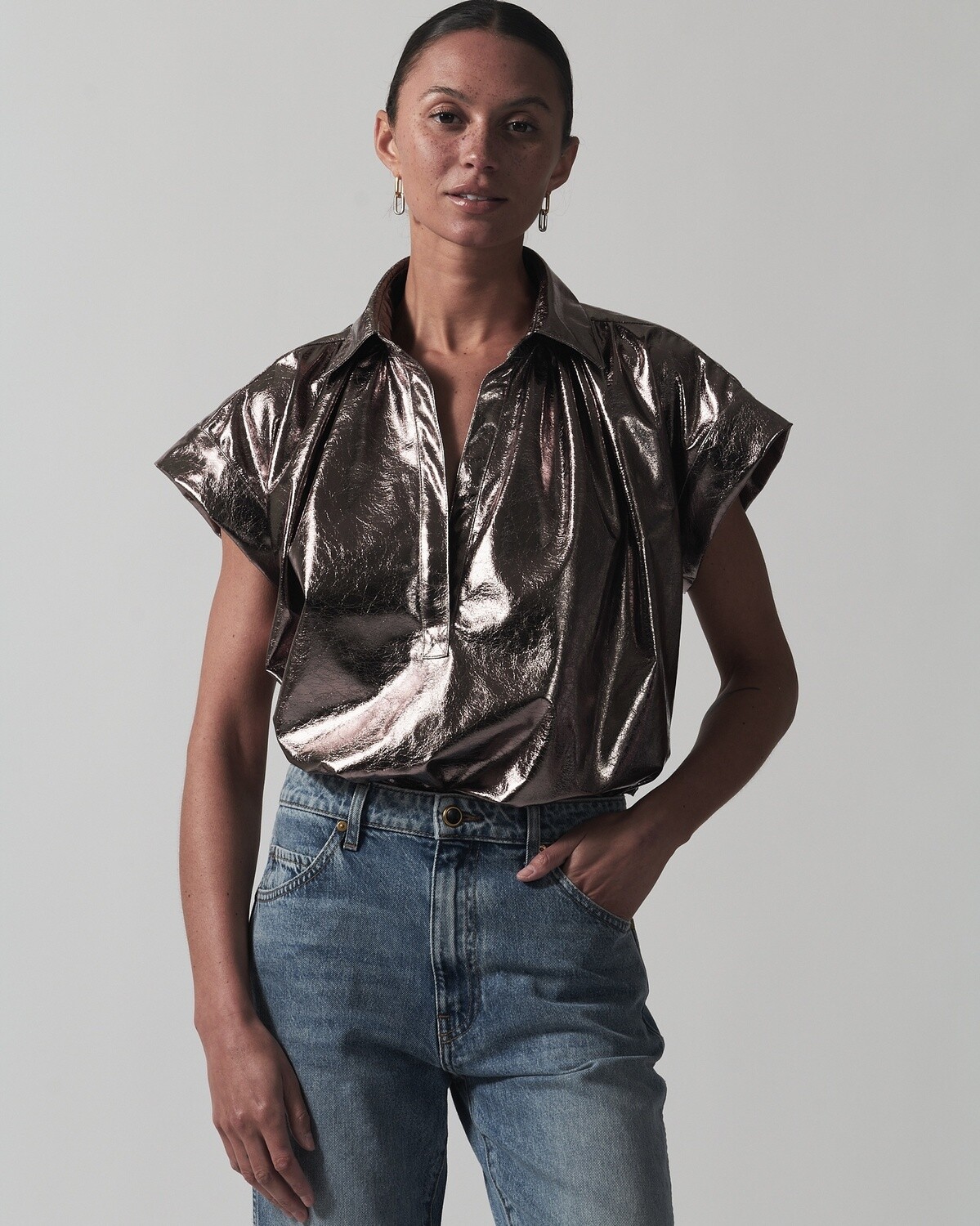 Secular Trinity Top in Bronze Metallic, Color: Bronze, Size: XS