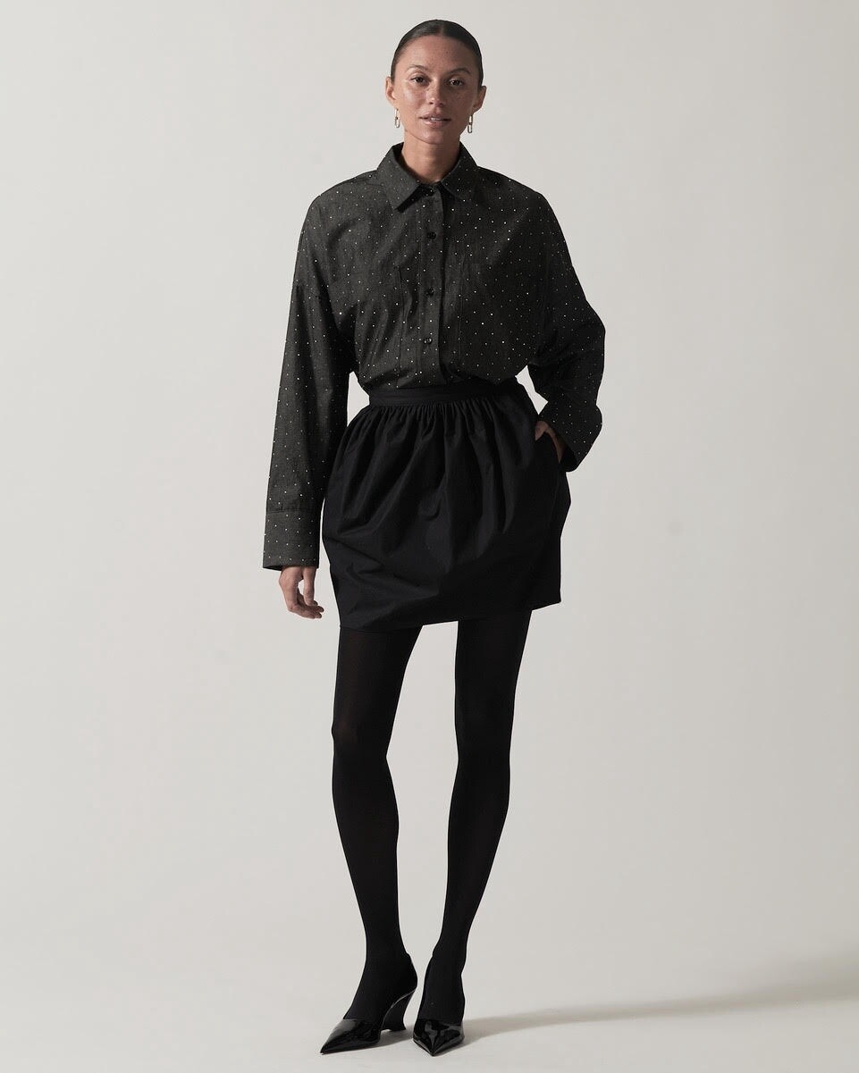 Secular Molly Shirt in Black Denim, Color: Black, Size: XS