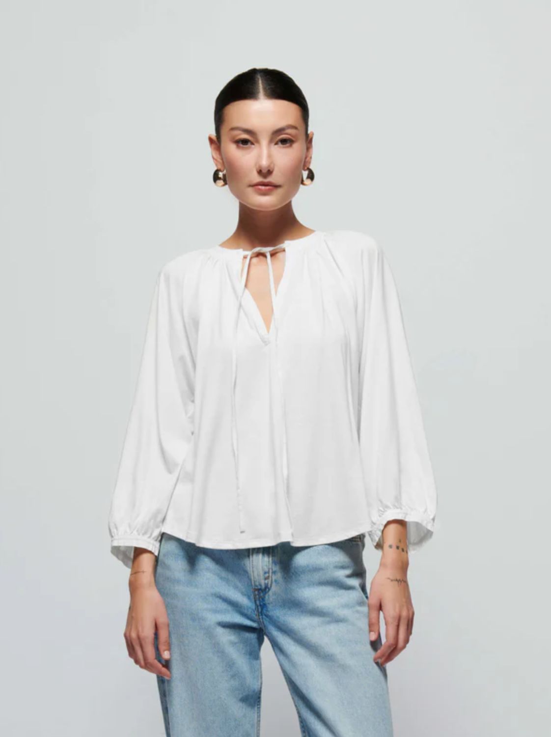 Nation Brylee Peasant Top in White