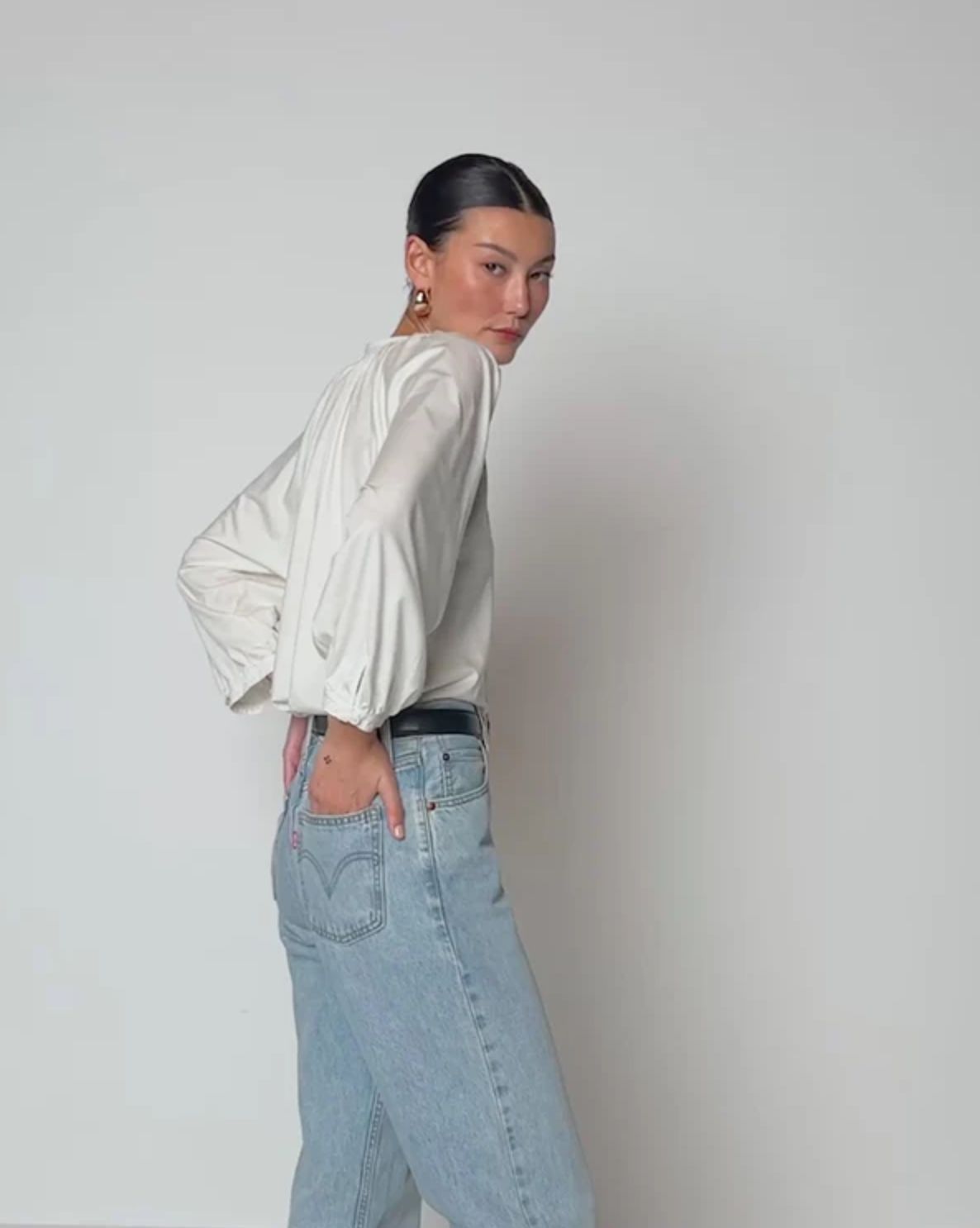Nation Brylee Peasant Top in White