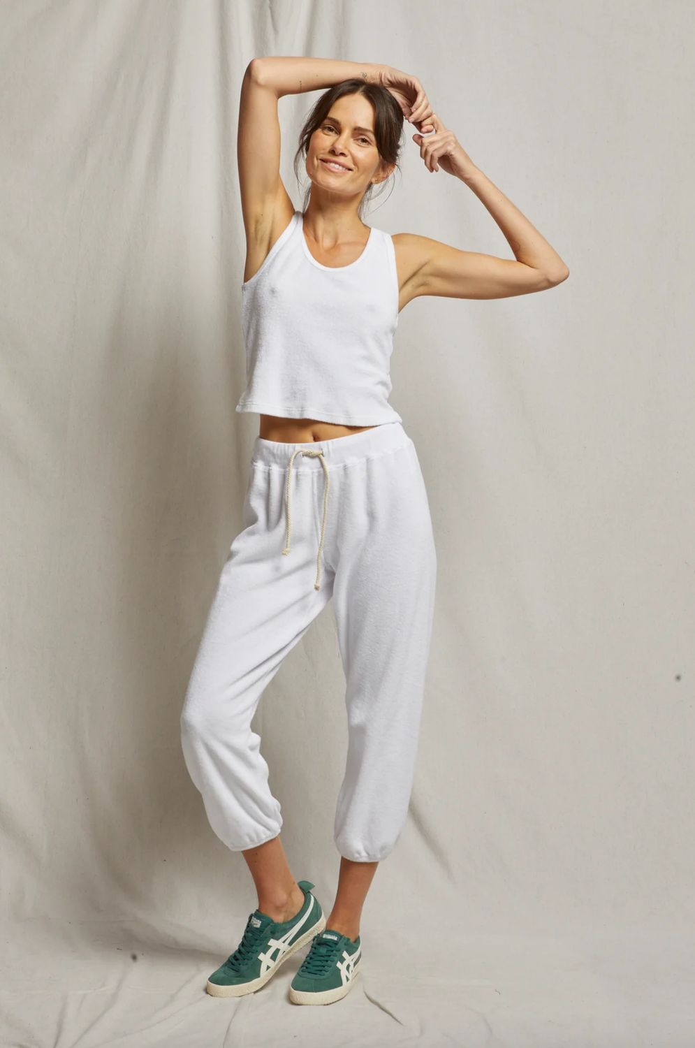 Perfect White Tee Gogo Loop Terry Jogger.