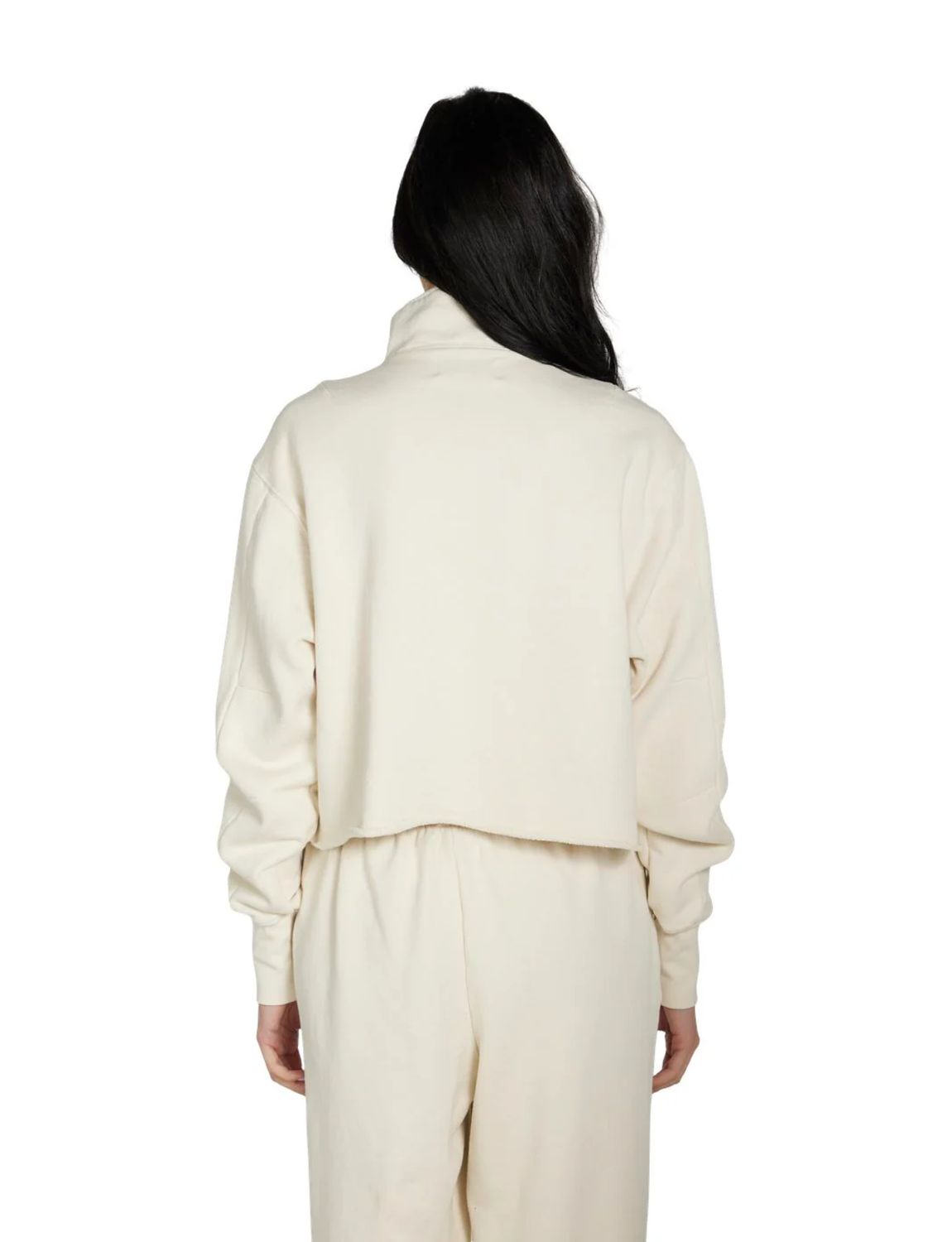 Les Tien Haley Cropped Half Zip in Ivory