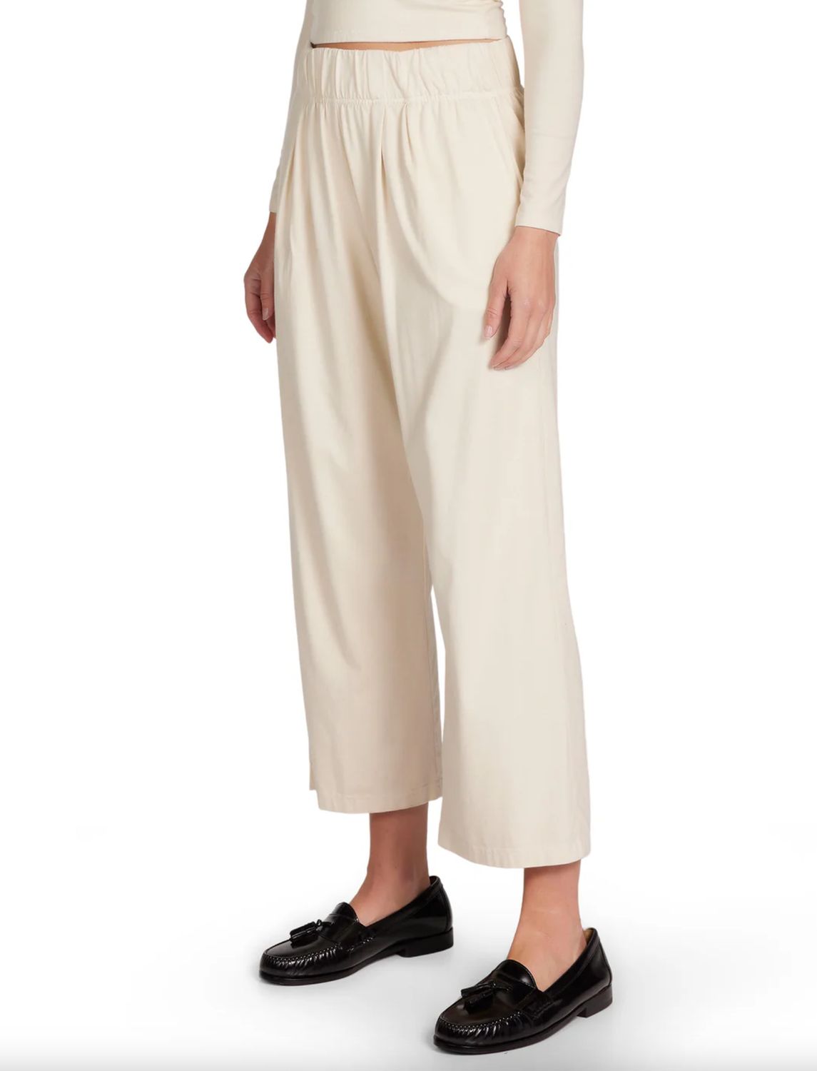 Les Tien Penny Cropped Pleated Pant in Ivory