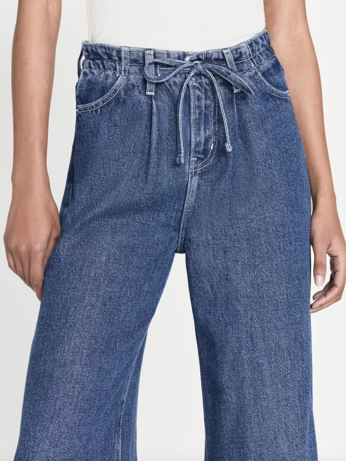 Frame Super Drape Drawstring Wide Leg in Ghost