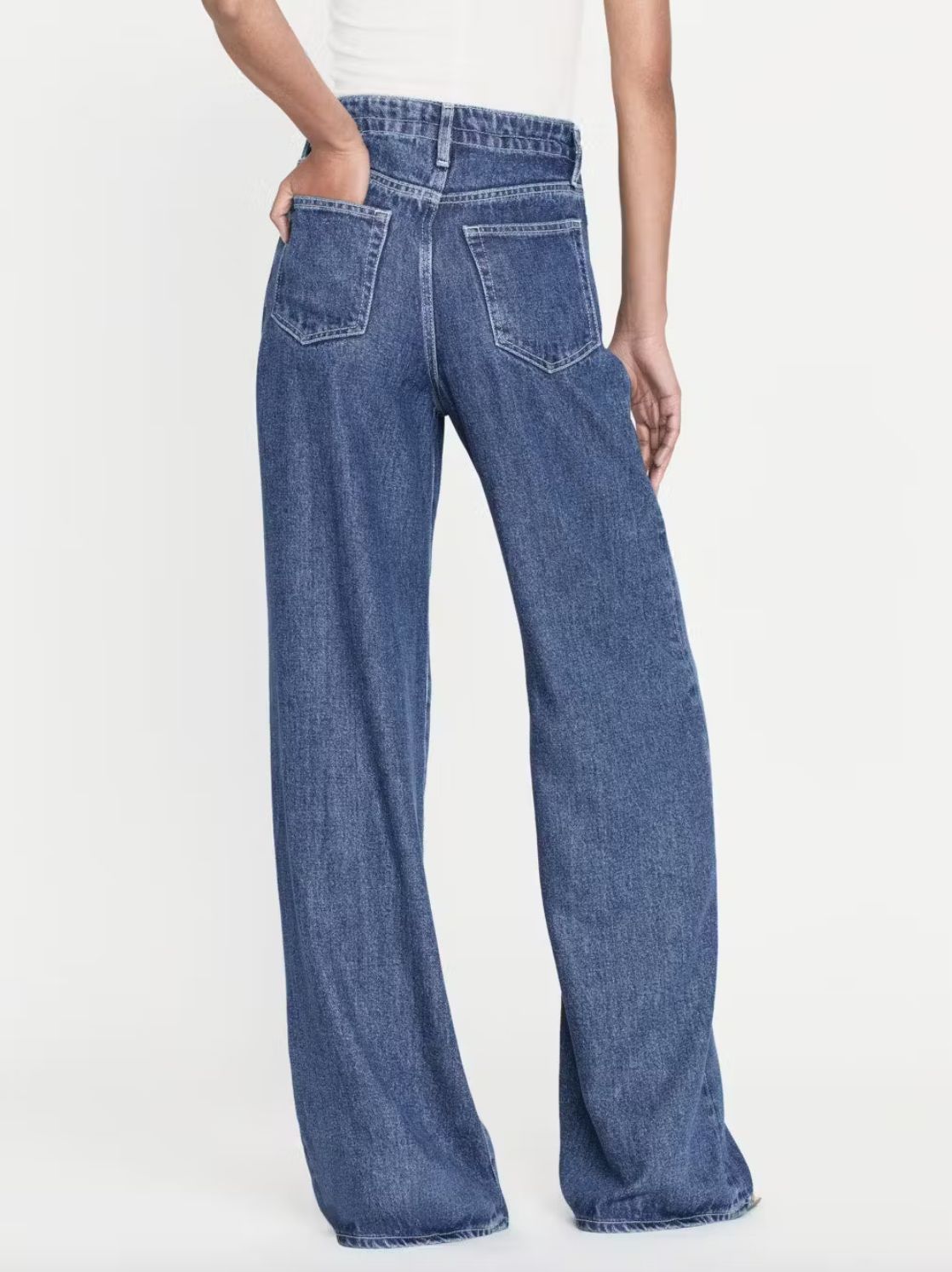 Frame Super Drape Drawstring Wide Leg in Ghost