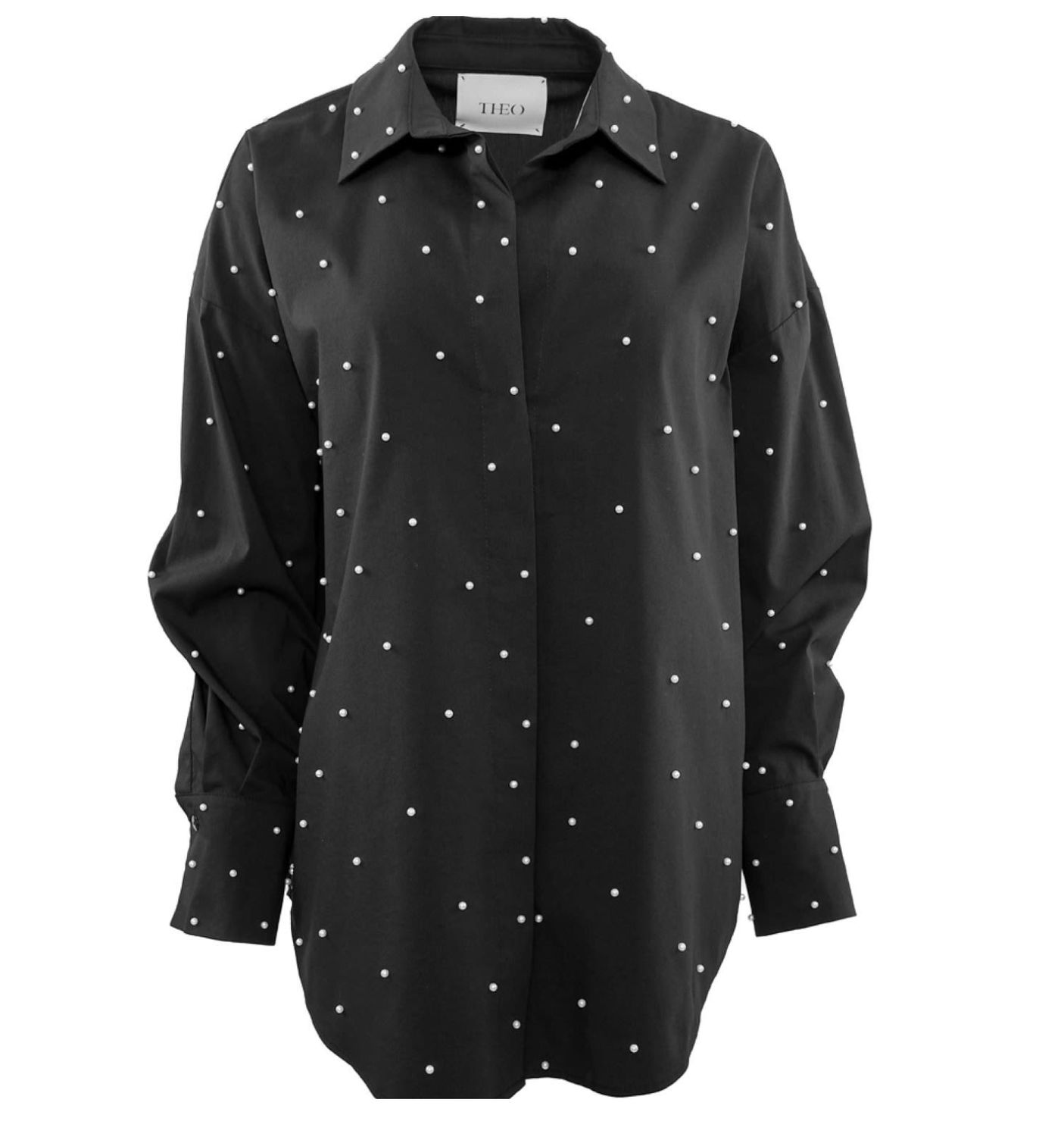 THEO the Label Echo Pearly Shirt in Black