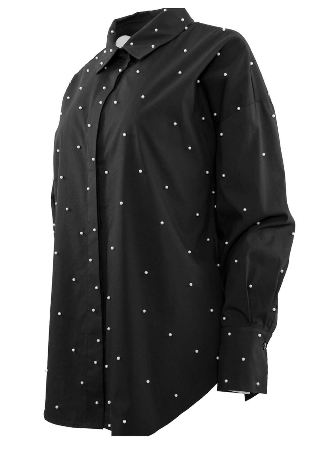 THEO the Label Echo Pearly Shirt in Black