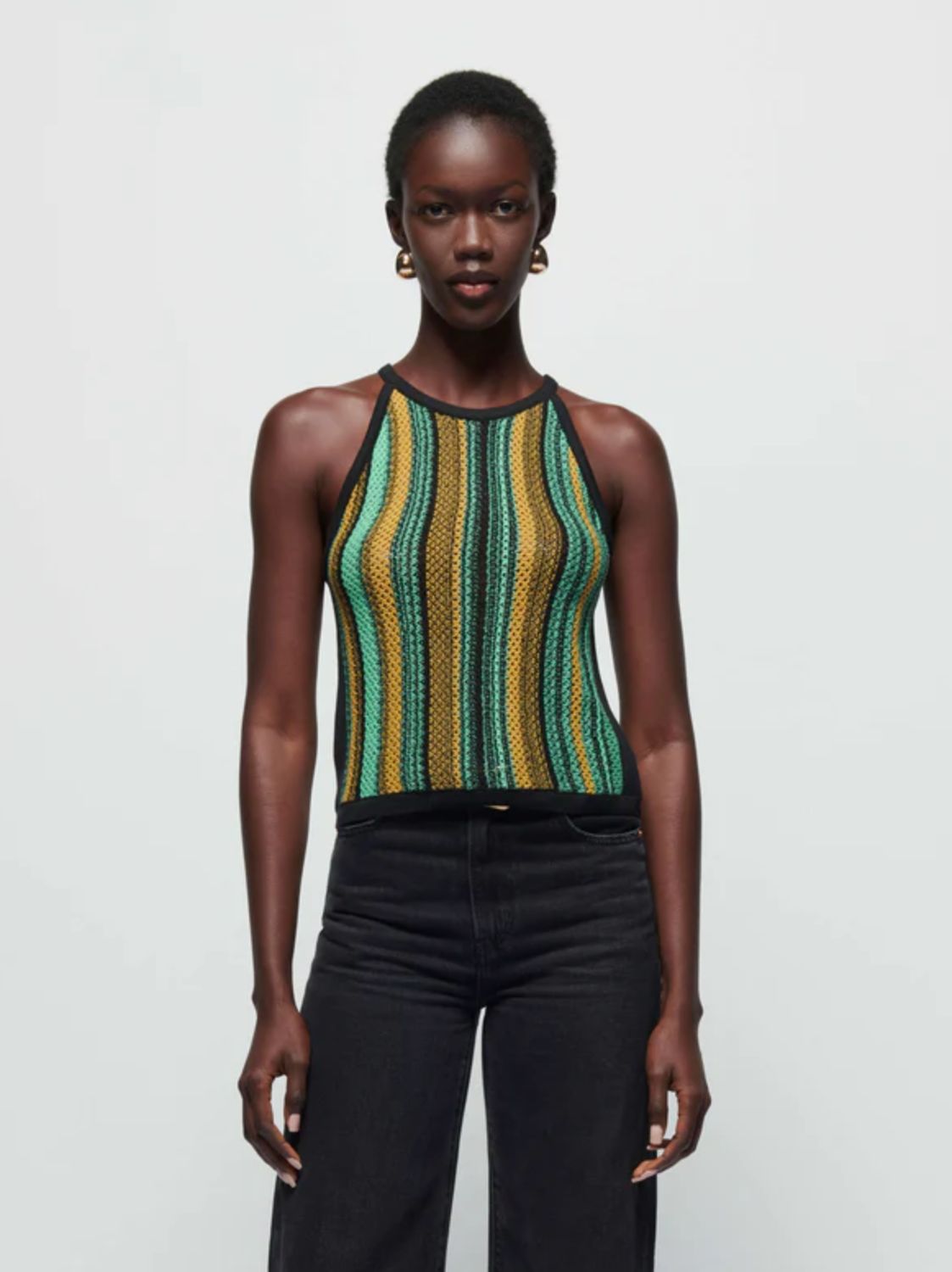 Nation Mari Crochet Halter Tank in Jungle Stripe
