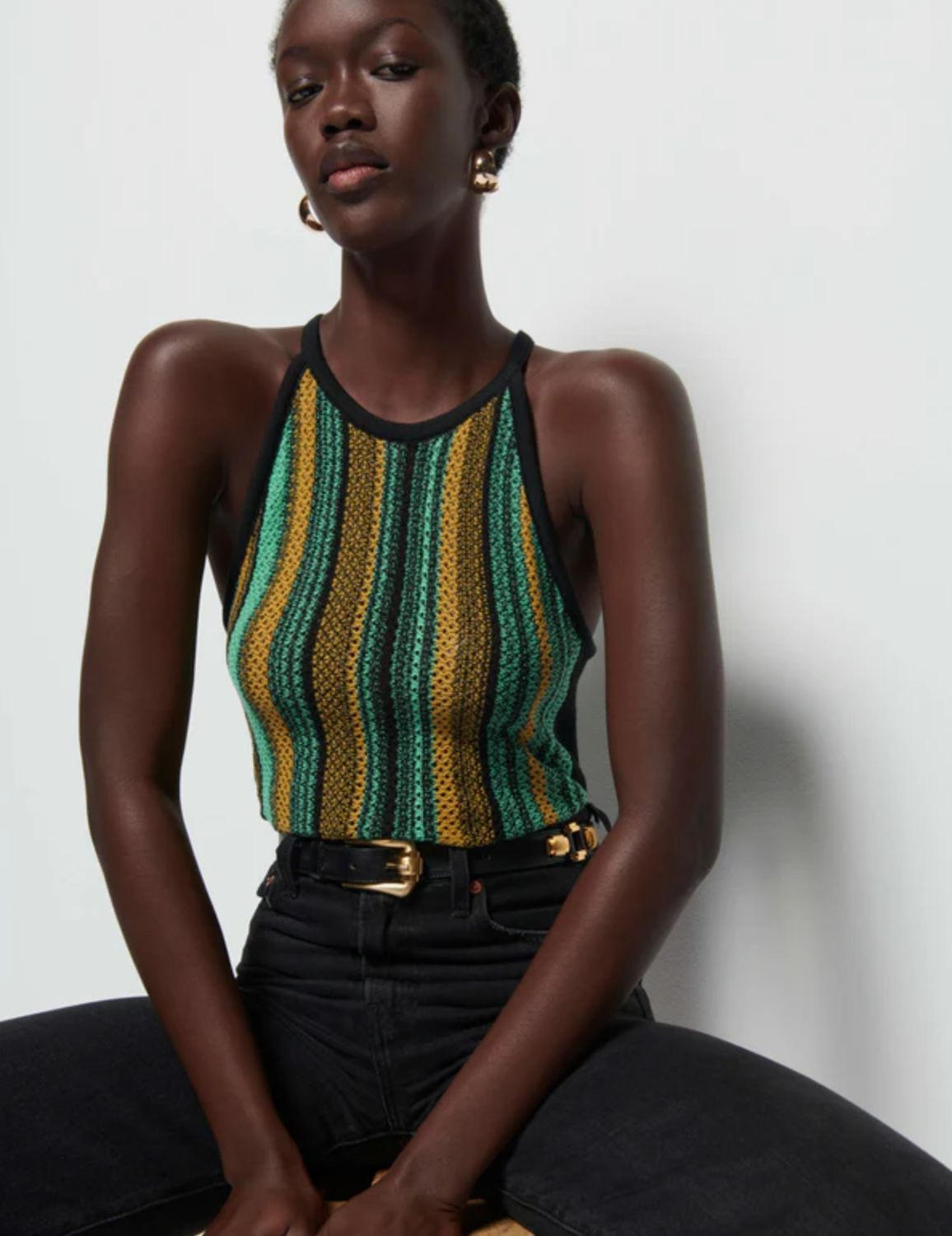 Nation Mari Crochet Halter Tank in Jungle Stripe