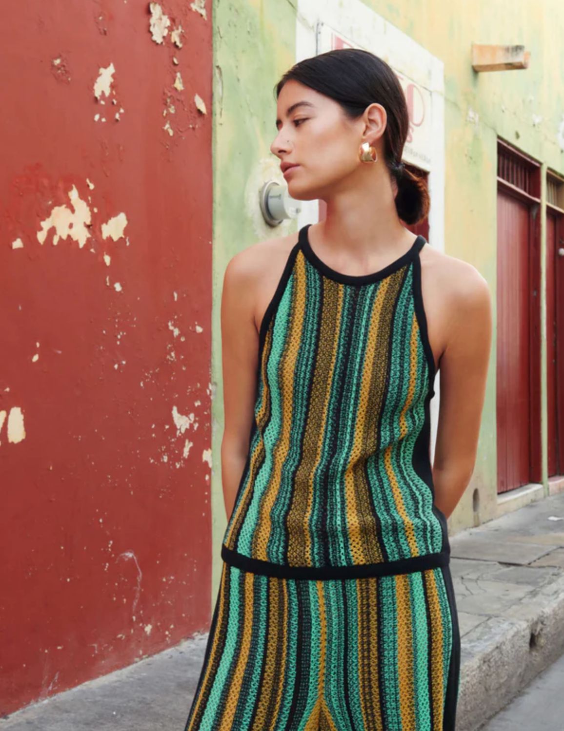 Nation Mari Crochet Halter Tank in Jungle Stripe