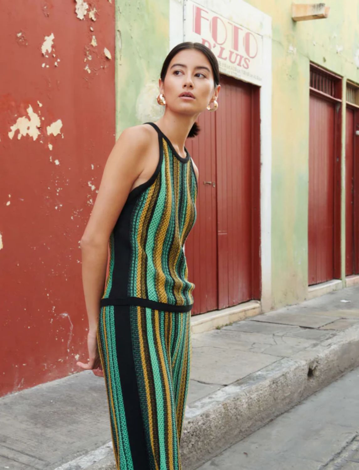 Nation Mari Crochet Halter Tank in Jungle Stripe