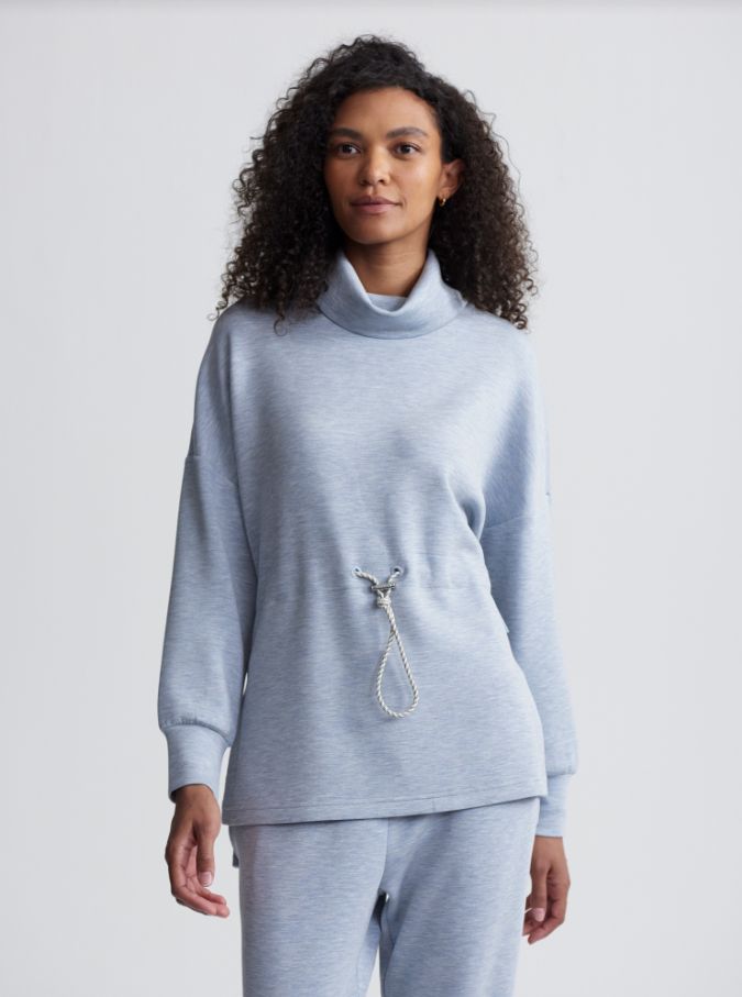 Varley Freya Long Sweat in Mid Blue Marl