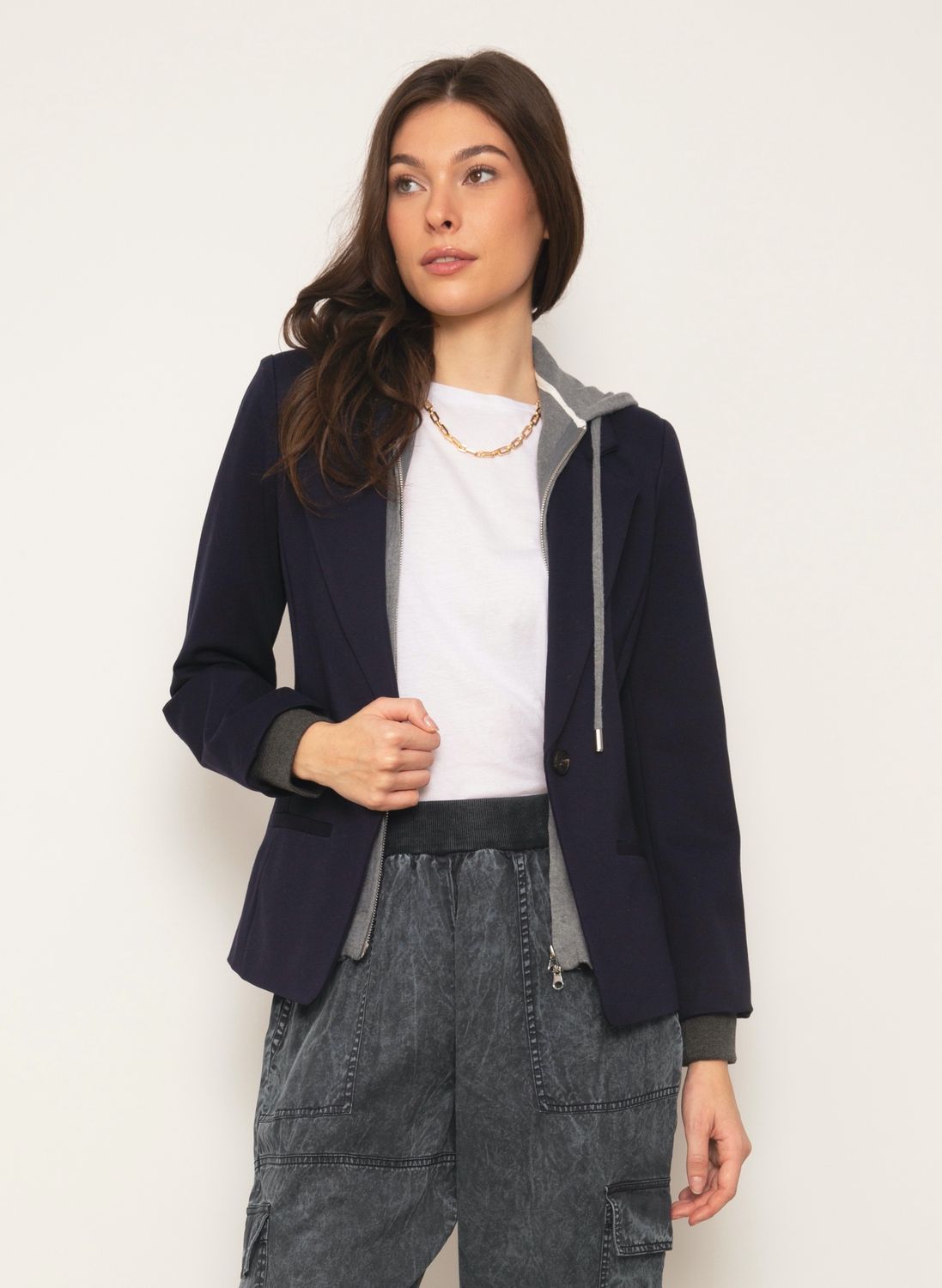 Central Park West Avalon Ponte Jacket in Navy