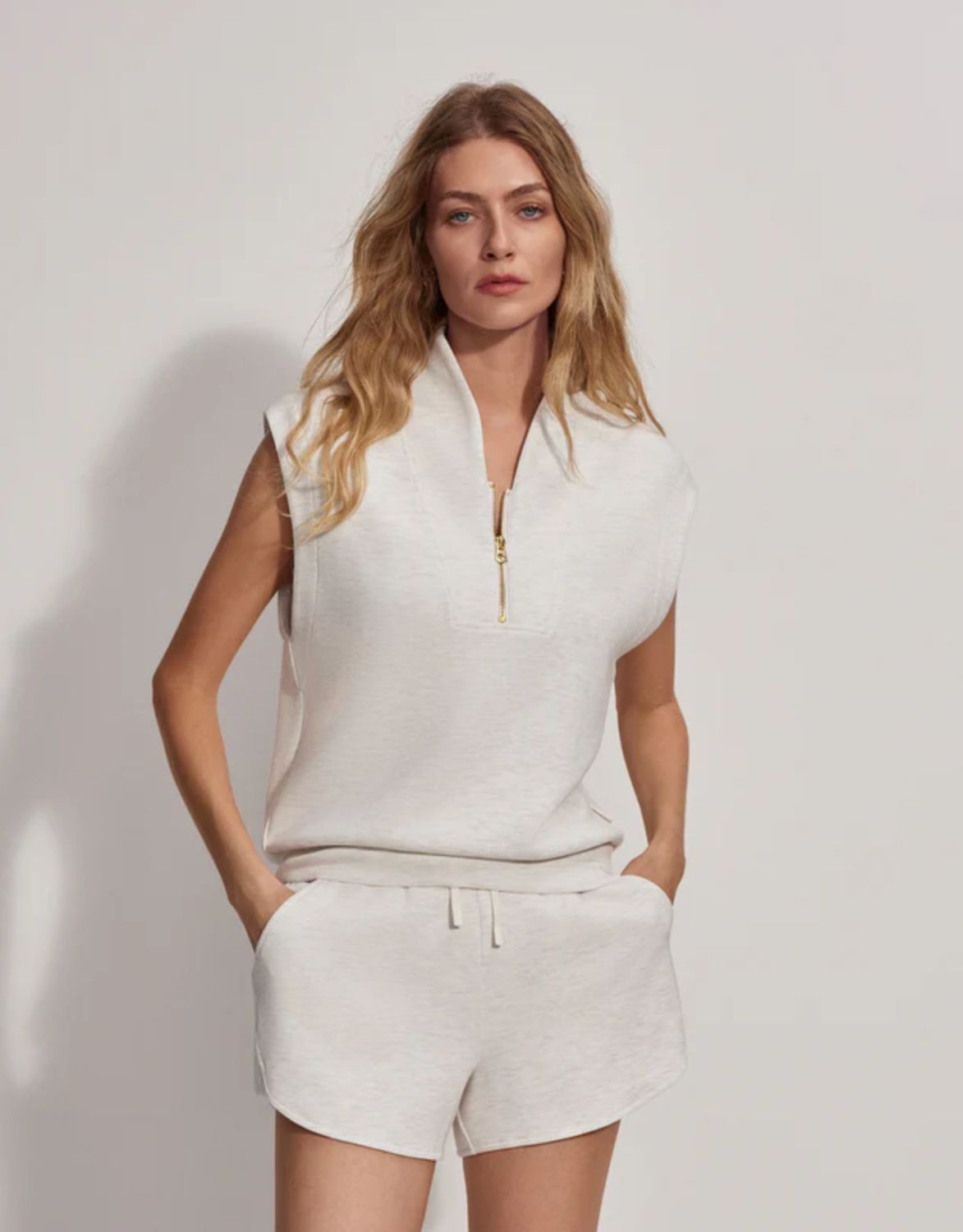 Varley Loretta Half Zip in Ivory Marl