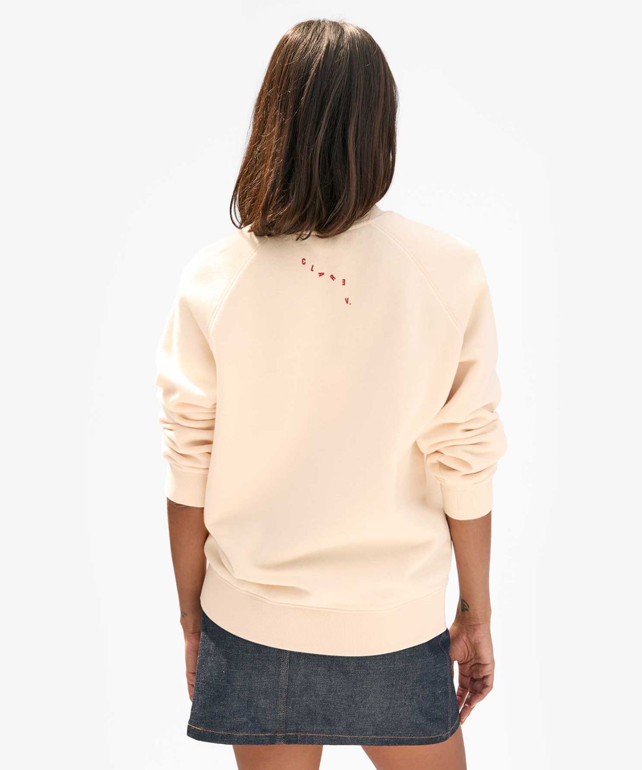 Clare V OUI Sweatshirt in Cream/Poppy