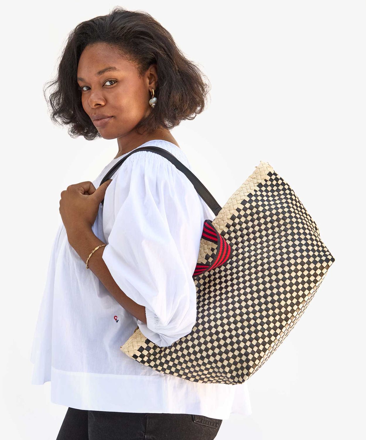 Clare V Bateau Checked Tote Bag