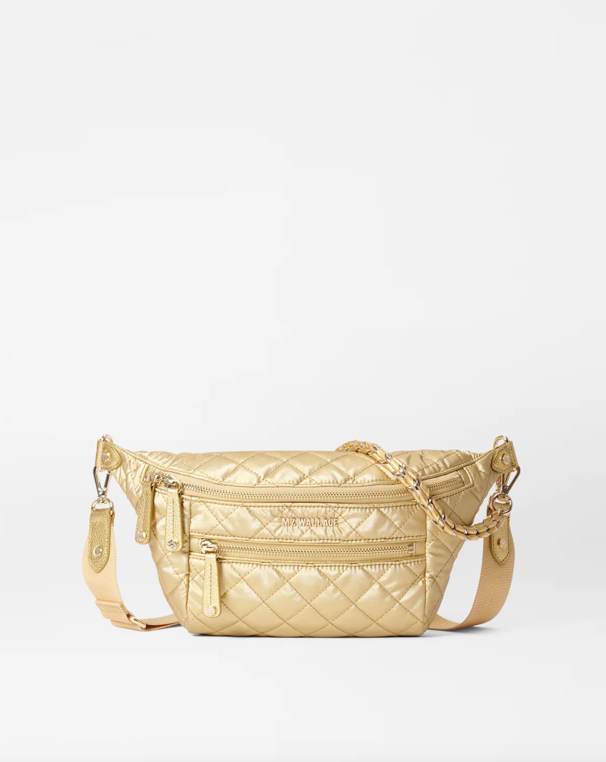 MZ Wallace Small Crosby Crossbody Sling in Light Gold Pearl Metallic